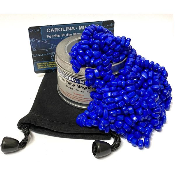 700 PCS Blue Crags Ferrite Putty for Adults Ferrite Stones, Satisfying Fun Fidget Office Desk Toy, Blue Color Beads with Separator Card, Storage Bag & a tin Box, 350gr