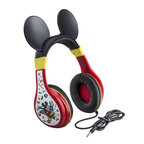 eKids Mickey Mouse Headphones For Kids, Adjustable Over the Ear Headphones, 3.5mm Jack Wired Headphones with Parental Volume Control, for Fans of Mickey Mouse Gifts