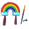 Rainbow Pinata with stick and blindfold