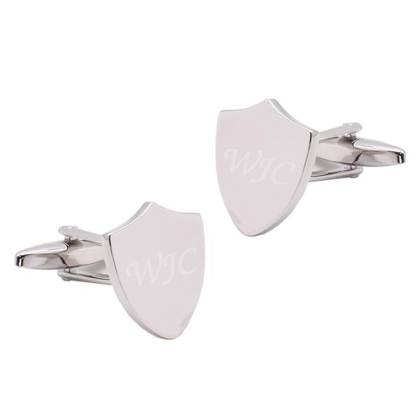 Personalised with Initials, Shield Design Cufflinks in a Gift Boxed