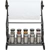 Black Metal Scrollwork Design Paper Towel Holder Stand for Kitchen, Shelf Rack