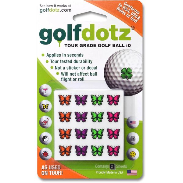 Golfdotz | Majestic Butterfly Mix | Golf Ball Markers | Golf Accessories | Golf Ball Customizers | 32 Count