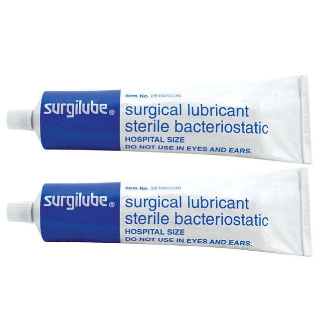 2 Pack SURGILUBE Lubricating Jelly Lube Sterile Tube Screw Top Tube 4.25oz Each