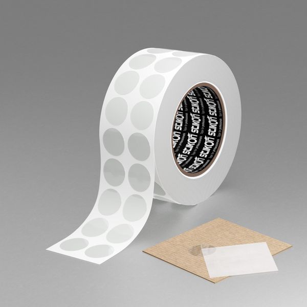 STIKON Clear adhesive discs | Seal labels clear single-sided | 30mm diameter | 2K per roll