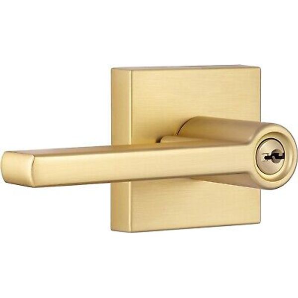 Miseno MLK1022 Lorton Flat Bar Single Cylinder Keyed Entry Door Set Satin Brass