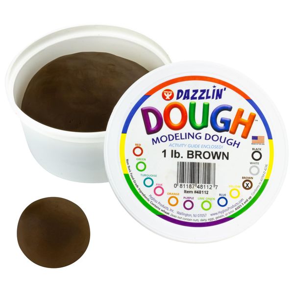 Hygloss Products Play Dough, Safe & Non-Toxic Modelling Dough for Arts & Crafts, Learn & Play, Unscented, 1lb. Brown