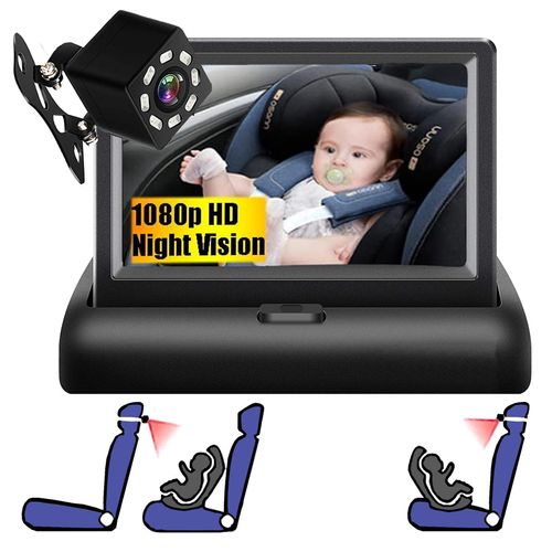 ALLRUBY Baby Car Camera Monitor,Baby car Mirror,Digital Display, View Infant in Rear Facing Seat with Wide Clear View,Aimed at Baby-Easily to Observe The Baby's Every Move