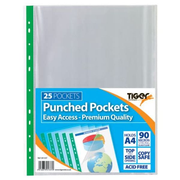 A4 Pack 25 Easy Access Punched Pockets 2X