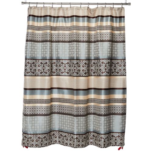 Madison Park Princeton Geometric Jacquard Fabric Shower Curtain, Transitional Shower Curtains for Bathroom, 72 X 72, Blue