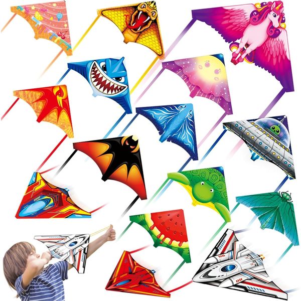 Ynybusi Mini Kites for Kids Ages 4-8-12, Finger Launcher Kites Easy to Fly on Beach|Park|Plaza|Garden|Backyard, Christmas Birthday Easter Gifts for Boys Girls Outdoor Toys,Mini Kites Bulk 12 Pack