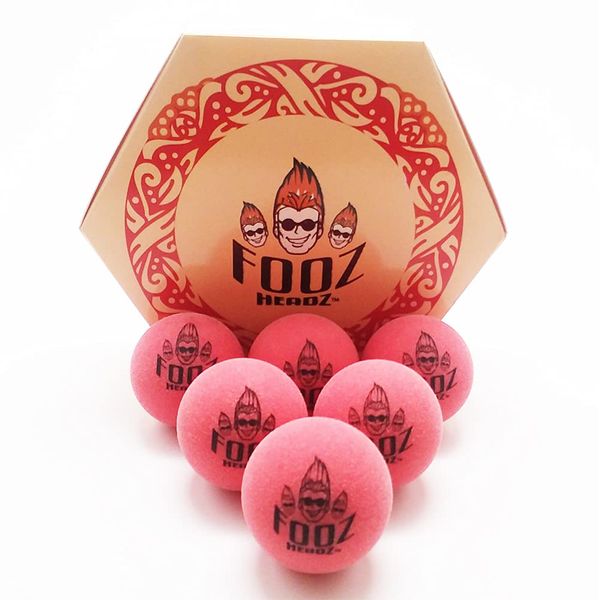 Fooz Headz Foosballs Professional Tournament Quality - Just Like The Pros Use, Official Regulation Size - Set of 6 Urethane Foosball Balls (Red)