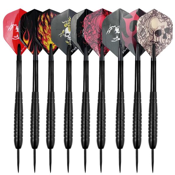 Ghazpmuk Dartpfeile Mit Metallspitze, 25 Gramm Steeldarts Profi, Steel Darts Set, Steeldart Pfeile Professionelle, Multi Purpose Dart Tool, Motive Dart Flight, für Anfänger Und Hobbyisten