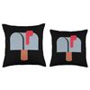 Closed Mailbox with Raised Flag Throw Pillow