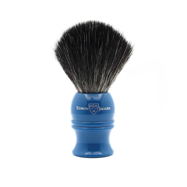 Edwin Jagger 1EJ333SYN Classic Black Synthetic Fibre Eco-Friendly Vegan Exfoliating Shaving Brush for Shaving Cream or Shaving Soap for Men and Women (Blue)