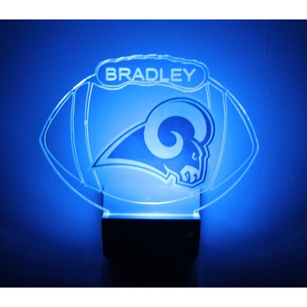 St. Louis Rams NFL Night Light Personalize LED Plug In, With Dusk to Dawn Sensor
