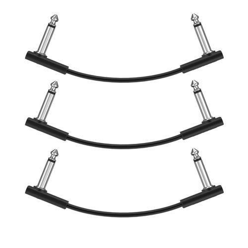 Donner 15cm Flat Patch Cable for Guitar Effector, Black (3pcs)