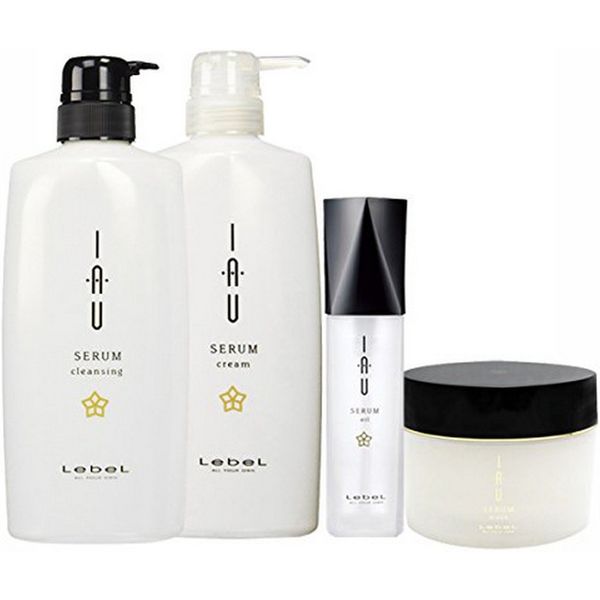 Lebel Io Serum Cleansing (Shampoo), 23.3 fl oz (600 ml) + Cream (Treatment), 23.3 fl oz (600 ml), Mask, 6.1 oz (170 g), Oil Essence, 3.4 fl oz (100 ml), Set of 4 lebel iau serum
