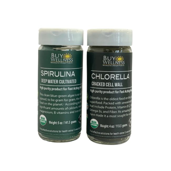 Buy Wellness Organic Green Superfood Powder Cracked Cell Chlorella & Spirulina 2