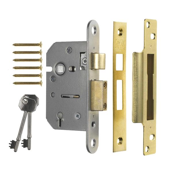 ERA 5 Lever Viscount Sashbolt Mortice Lock - 2.5" Reversible Backset with Brass Finish