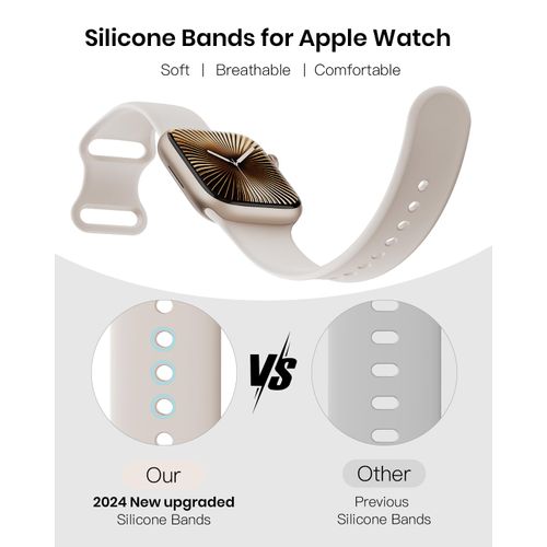 Patenting Sport Band Compatible with Apple Watch Bands for Women Men 38mm/40mm/41mm/42mm(Series 10), Soft Silicone Waterproof Band for iWatch Apple Watch Series 10 9 Ultra 8 7 6 5 4 3 2 1 SE