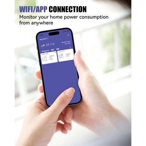 BALDR Wi-Fi Home Power Monitor Consumption Watt Meter w/Smart Socket - Electric Meter w/Tariffs & Budget Alerts, Power Meter Home Energy Monitor, Electricity Usage Monitor Smart- 2.4GHZ Network Only