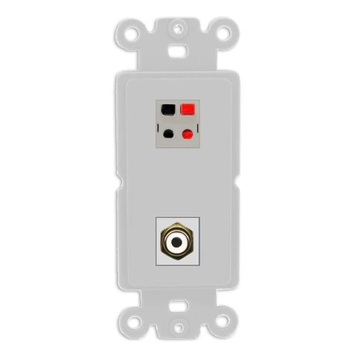 RiteAV 1 Port Speaker Plug Jack Wall Plate with 1 RCA for Subwoofer - Rocker [Gray/Gray]