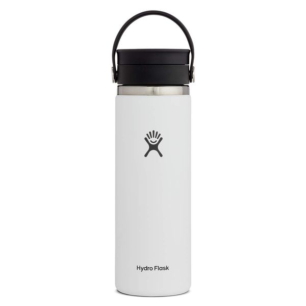 Hydro Flask Wide Mouth Bottle with Flex Sip Lid - Insulated Water Bottle Travel Cup Coffee Mug White 20 oz