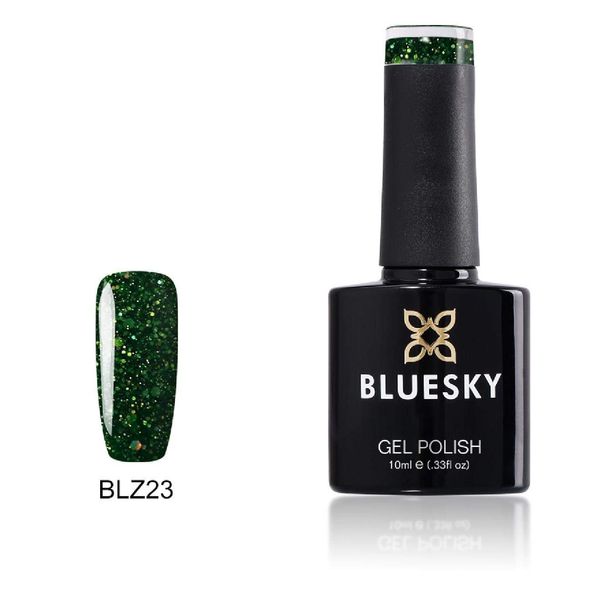 Bluesky Gel Nail Polish, Fir Green Blz23, Dark Green Glitter, Long Lasting, Chip Resistant, 10 ml (Requires Curing Under UV LED Lamp)