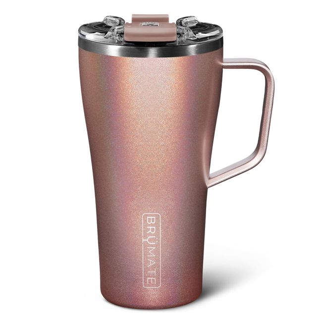 BrüMate Toddy 22oz 100% Leak Proof Insulated Coffee Mug with Handle & Lid - Stainless Steel Coffee Travel Mug - Double Walled Coffee Cup (Glitter Rose Gold)