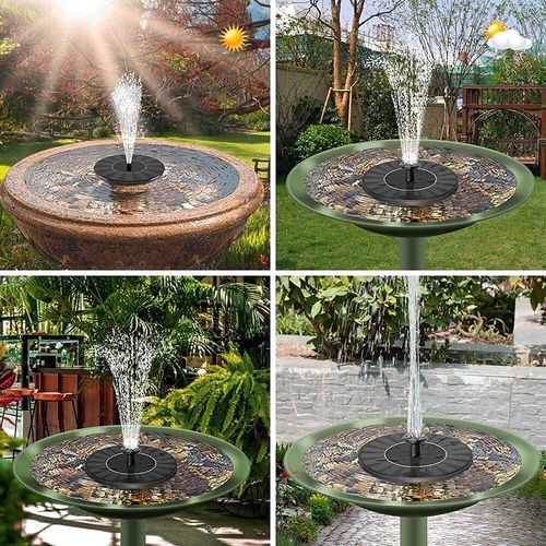 Solar Fountain Pump Circle Garden Solar Powered Water Pump Free Standing 1W Bird Bath Fountain Pump for Garden and Patio Solar Panel Kit Water Pump