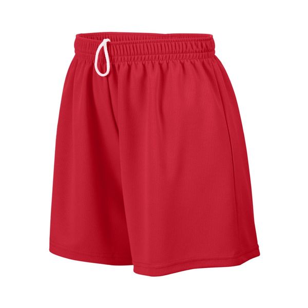 Augusta Sportswear Ladies' Wicking Mesh Performance Workout Running Shorts, Red, Small