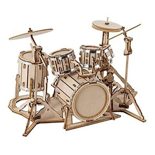 Wooden Craft Kits for Kids 3D Wooden Puzzle DIY Model Drum Kit to Build for