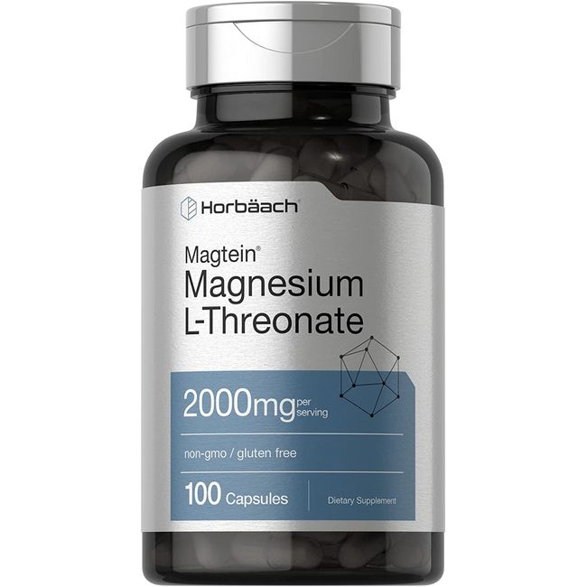 Magnesium L-Threonate | 2000Mg | 100 Capsules | Magtein | Non-Gmo