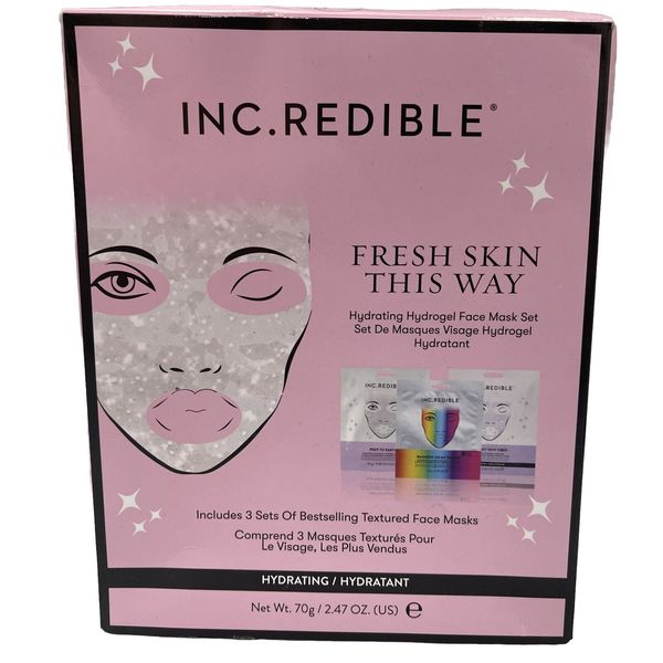 INC.redible Fresh Skin This Way Hydrogel Hydrating Gel Face Masks Includes 3 Ct