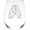 Cocker Spaniel themed, dog stemless wine glass, 17 oz.
