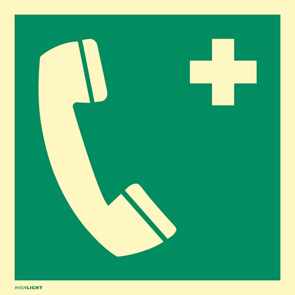Sign Emergency Telephone Highlight PVC 14.8 x 14.8 cm in Accordance with ISO 7010, E004