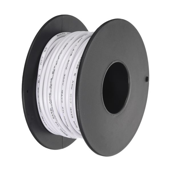 Sourcing Map 18AWG White PVC Hookup Wire, 10M/33ft, UL1007, Tinned Copper, Compatible with Various Devices