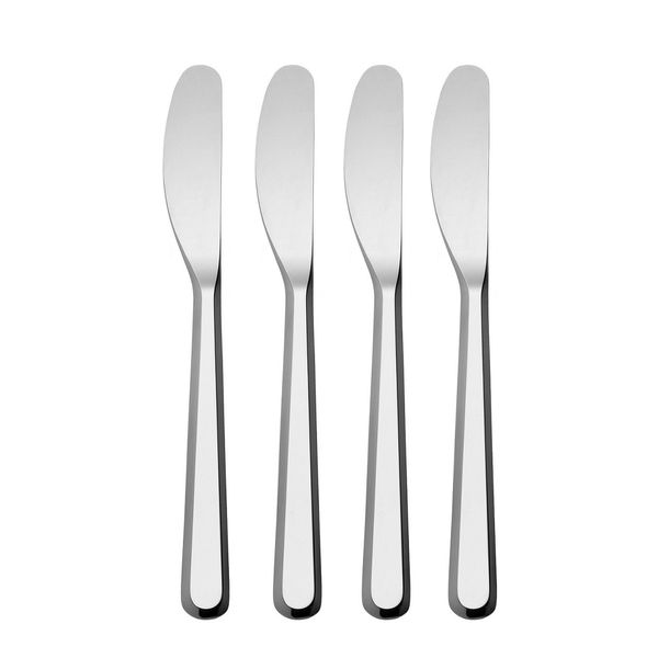 Alessi BG02/37S4 Amici Set of 4 Butter Knives, 18/10 Stainless Steel, Silver