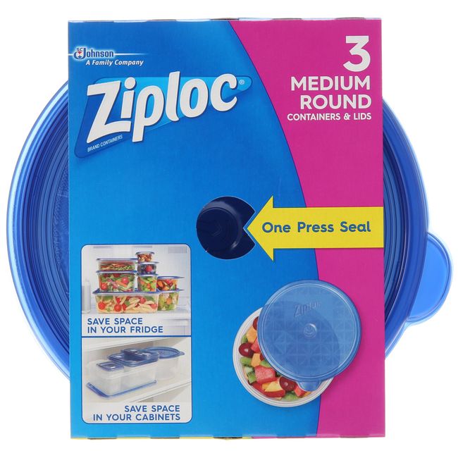 Ziploc, Twist N Loc Food Storage Meal Prep Containers, Small Round, 3 Count
