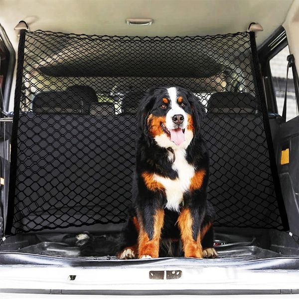 Imikoko Dog Car Barrier, Car Pet Safety Barrier Net with Double Layer, Adjustable Practical Pet Separation Net Fence Safety Vehicle Barrier Pet Restraint for SUV Vans Trucks