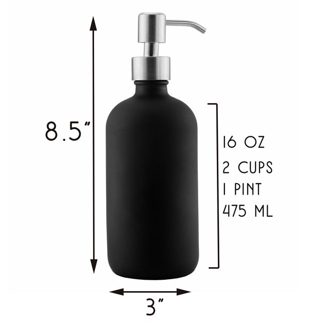 Cornucopia Brands- 16oz Glass Bottles With Black Pumps, Caps And