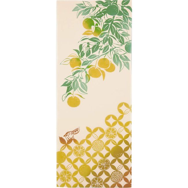 Miyamoto-Towel kenema, Made in Japan, Chin-dyed Tenugui, Yuzu Fruitori, 13.4 x 35.4 inches (34 x 90 cm)