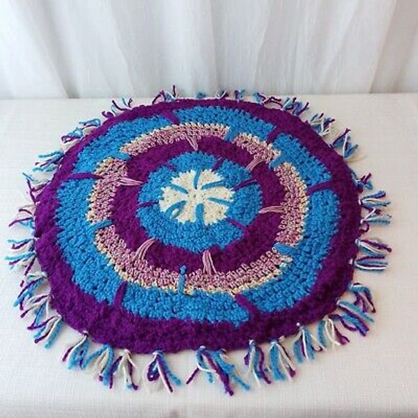 Multicolor 2 Layer Hand Crocheted Chair Cushion 😻🐶 Pet Bed (Unique Design #2)