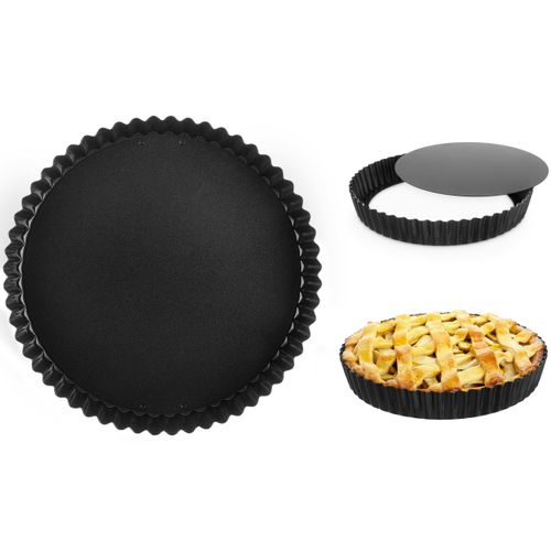 ebake Quiche Dish - 2 Pack 22cm Round Quiche Tins with Loose Base and Non Stick Coating - Fluted Carbon Steel Quiche Tin for Quiche Dishes, Tart Dish, Flan Dish and Pie Dish