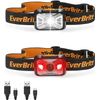 EverBrite 2PACK Headlamps Rechargeable with Red Light Battery Powered Waterproof