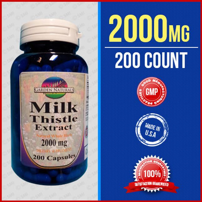 Milk Thistle/Silymarin Herb 2000mg Serve Size 2 Capsule Liver Health 200Caps USA