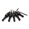 Countersink Drill Bit Set, 5Pcs Quick Change 1/4" Hex Shank Adjustable Countersink Set, 5pcs Free Replaceable Drill Bits with One Hex Wrench, Woodworking Countersink Drill Bits (Hexagon)