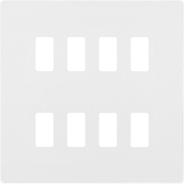 British General RPCDCL8W Evolve Grid Pearlescent White 8 Module Square Front Plate - White Trim