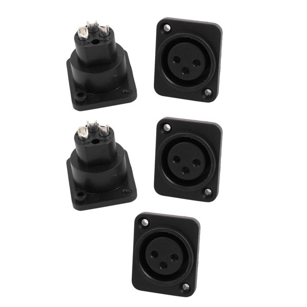 sourcing map 5 Pcs XLR Female Chassis Panel Mount Socket Black Audio MIC 3 Terminals