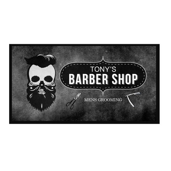 Artylicious Personalised Skull Barbers mat, scissor tools counter mat